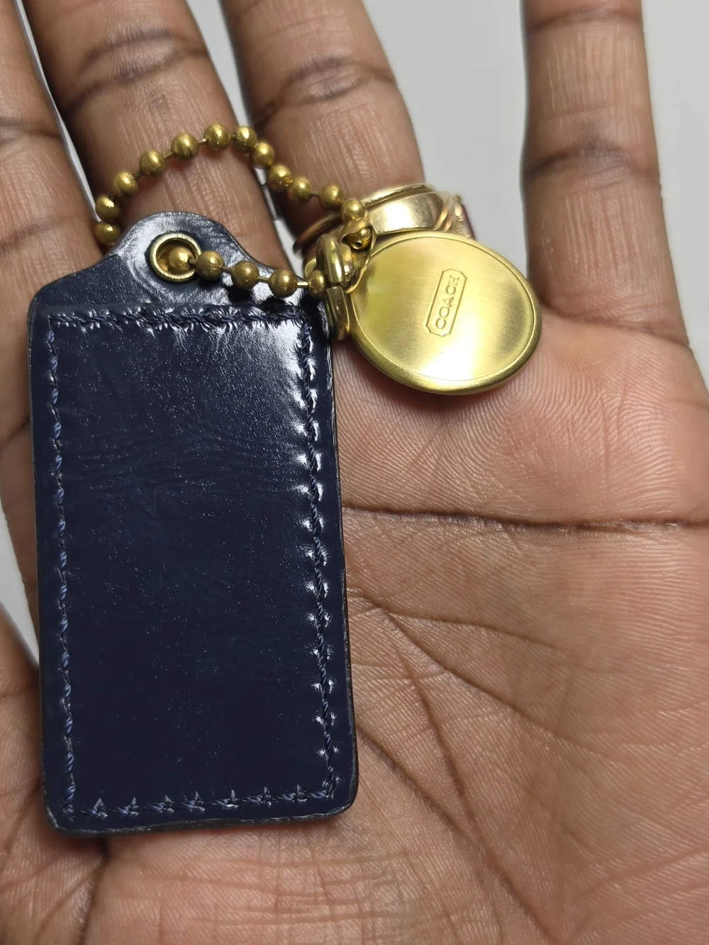 Coach Replacement Hangtag Navy Blue Patent Leather Gold Charm Accessory